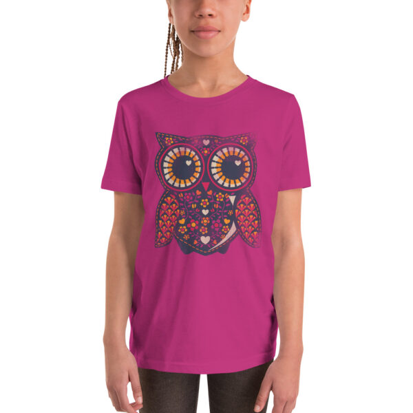 Colorful Owl Design Youth Short Sleeve T-Shirt